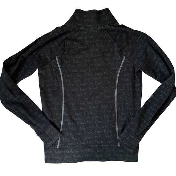 VS PINK Ultimate Yoga Quarter Zip Pullover Small Black Logo Print - Picture 2 of 10